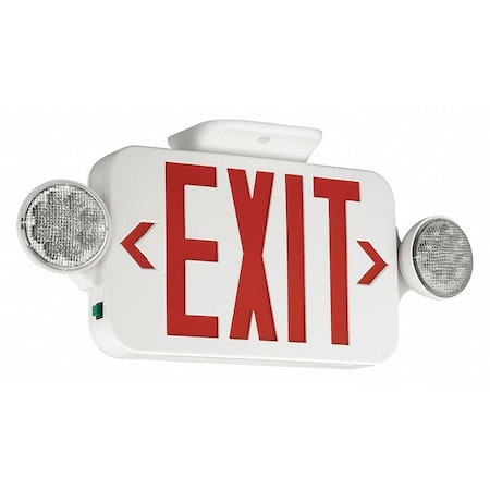 Compass Exit Sign with Emergency Lights, White, 1 or 2 Face(s), LED, Wall/Ceiling Mount, Nickel Cadmium CCRRCSD