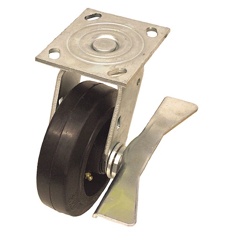 Zoro Select NSF-Listed Plate Caster, 600 lb. Ld Rating, Roller P21S-RY080R-14-CB