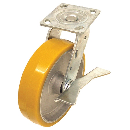 Zoro Select NSF-Listed Plate Caster, 1250 lb. Ld Rating, Roller P21S-UA080R-14-CB