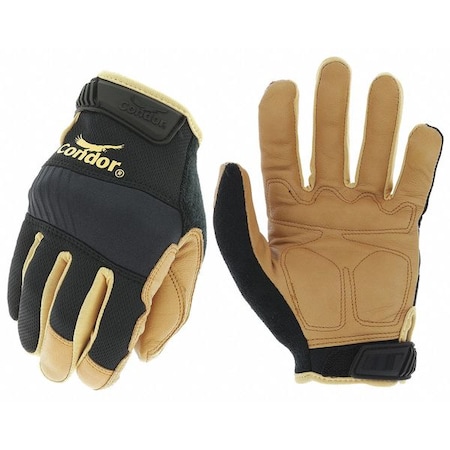 CONDOR Leather Palm Gloves, Sz S, Black/Brown, PR 488C84