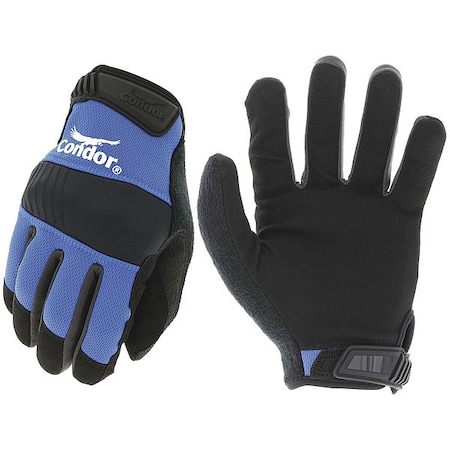 Condor Condor Mechanics Gloves, Synthetic Leather Palm, Polyester Back, 12, Blue 488C18