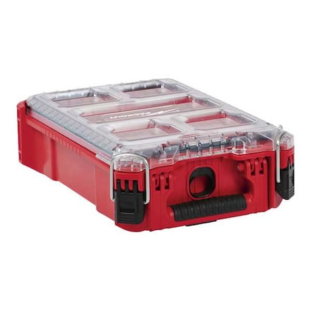 MILWAUKEE TOOL PACKOUT Tool Case, 5 Compartments, 9-7/8 in W x 15-1/4 in D x 4-5/8 in H, Red 48-22-8435