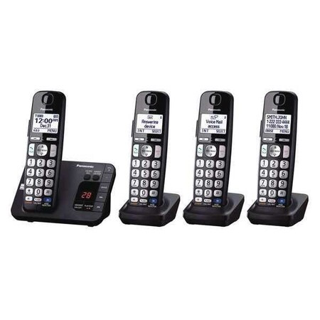 Panasonic Telephone, Cordless, 4 Handsets, 1 Line, Blk KX-TGE234B