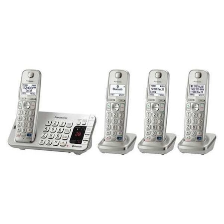 Panasonic Telephone, Cordless, 4 Handsets, Silver KX-TGE274S