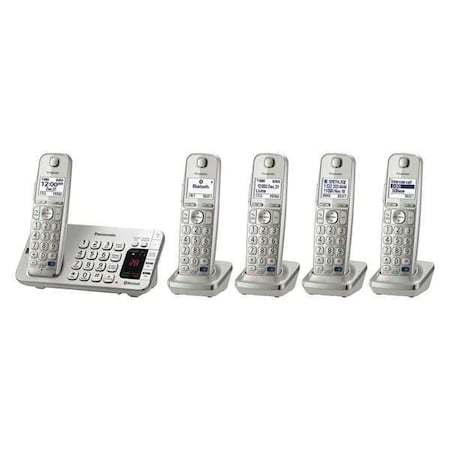 Panasonic Telephone, Cordless, 5 Handsets, Silver KX-TGE275S