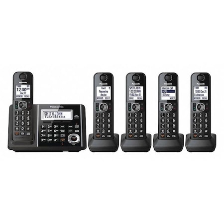 Panasonic Telephone, Cordless, 5 Handsets, 1 Line, Blk KX-TGF345B