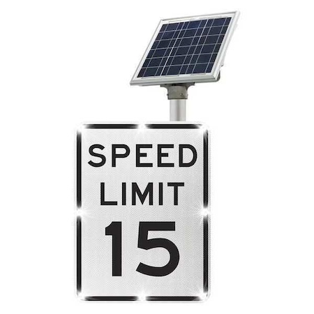 Tapco Blinkersign, R2-1, 18inx24in, Speed Limit 15, DG3 White, Solar 2180-C00103-15