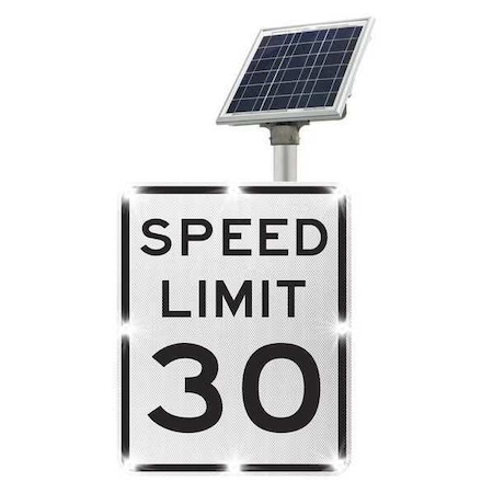 Tapco Blinkersign, R2-1, 24inx30in, Speed Limit 30, DG3 White, Solar 2180-00285-30
