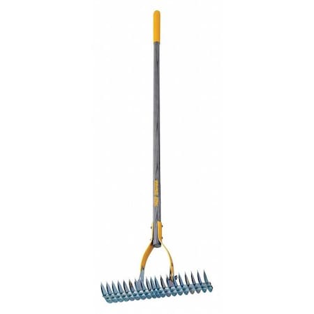 True Temper 14-1/4 in Steel Thatching Rake, 19 Tines, 54 in L Wood Handle 29140GR
