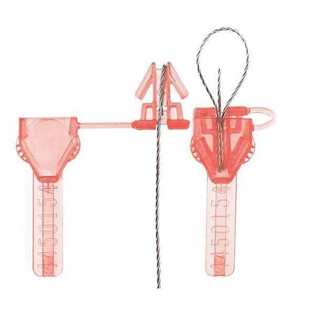 Elc Security Products Wire Loop Molded Seals 14" x 1/16", Red, Pk250 019N36ST3PCRD