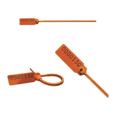 Elc Security Products Pull Tight Stamped Seals 5-1/2" x 9/64", Orange, Pk250 060H14PPOR