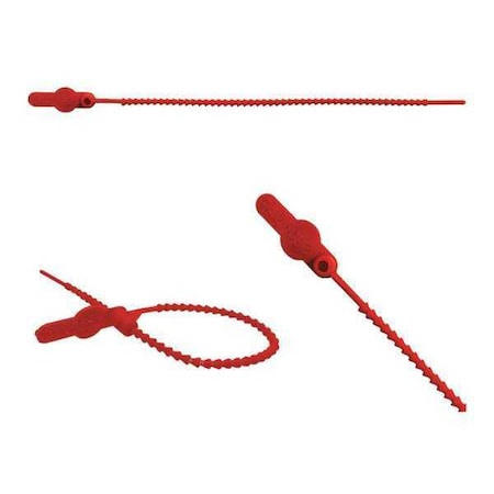 Elc Security Products Pull Tight Beaded Molded Seals 8-1/2" x 9/64", Red, Pk250 065N21PPRD