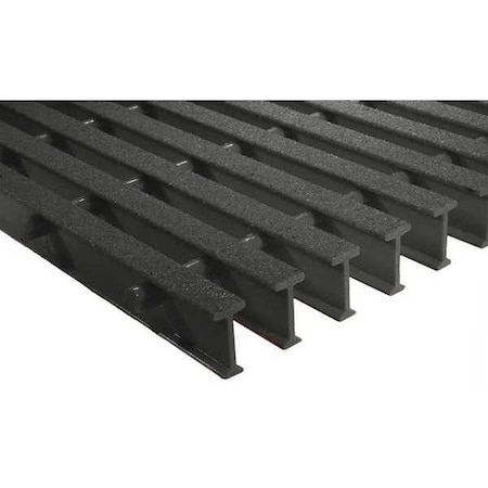 Fibergrate Fiberglass Pultruded Grating, 96 in Span, Grit-Top Surface, Vi-Corr Resin, Dark Gray 351582