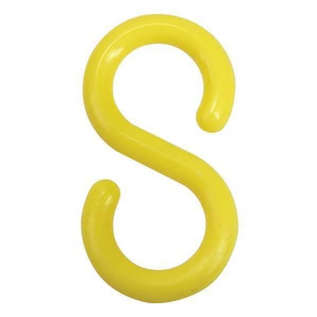 Zoro Select S-Hook for Plastic Chain Barrier, Yellow, 2 13/16 in Length, Zinc-Plated PRC242YL