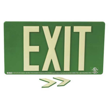 Brady Exit Sign, Plastic, 17-1/4" W, 9-1/2" H, Exit, Green 145470