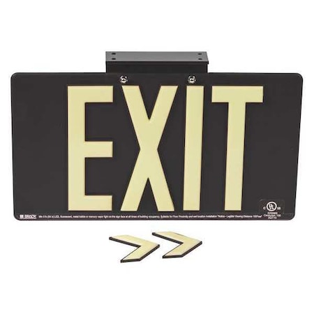 Brady Exit Sign, Plastic, 17-1/4" W, 9-1/2" H, Exit, Black 145472