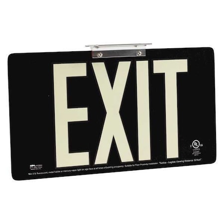 Brady Exit Sign, Aluminum, 15-1/2" W, 8-1/2" H, Exit, Black 145516
