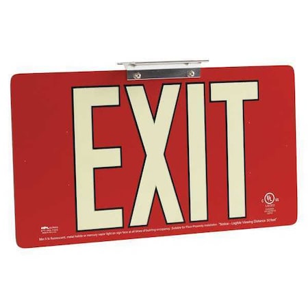 Brady Exit Sign, Aluminum, 15-1/2" W, 8-1/2" H, Exit, Red 145518