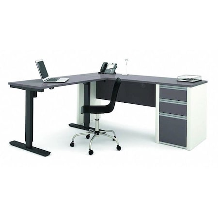 Bestar L Shaped Desk L-Shape Desk, 70.9" D X 30-13/32" H, 71.1" W X Melamine, Slate/Sandstone 93885-59