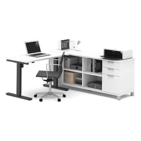 Bestar Adjustable Table Office Furniture Kit with Adjustable-Height Desk, 67 1/8 in D X 71 1/8 in W X 120857-17