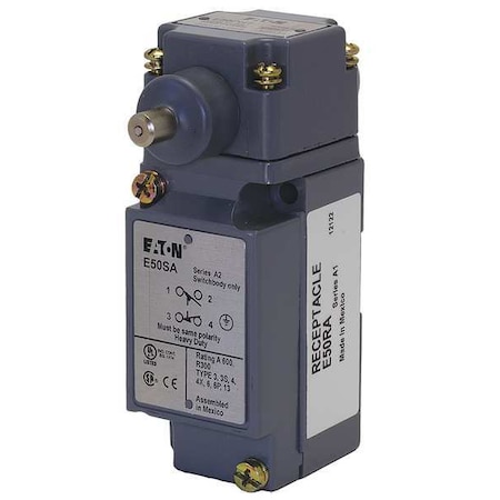 Eaton Heavy Duty Limit Switch, Plunger, 1NC/1NO, 10A at 600V AC, Actuator Location: Side E50AH1