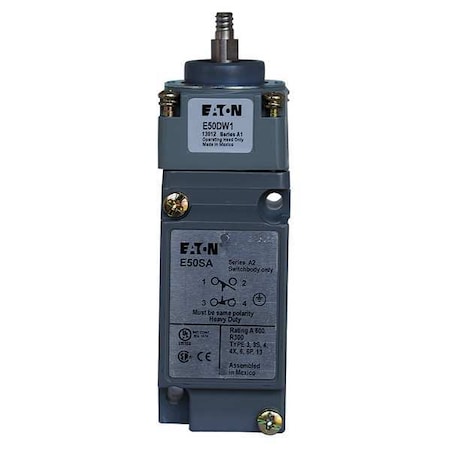 Eaton Heavy Duty Limit Switch, Wobble Stick, 1NC/1NO, 10A at 600V AC, Actuator Location: Top E50AW1