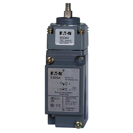 Eaton Heavy Duty Limit Switch, Wobble Stick, 1NC/1NO, 10A at 600V AC, Actuator Location: Top E50AW2