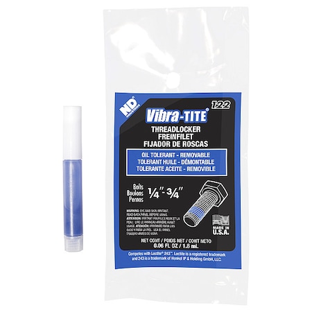 Vibra-Tite Primerless Threadlocker, VIBRA-TITE 122, Blue, Medium ...