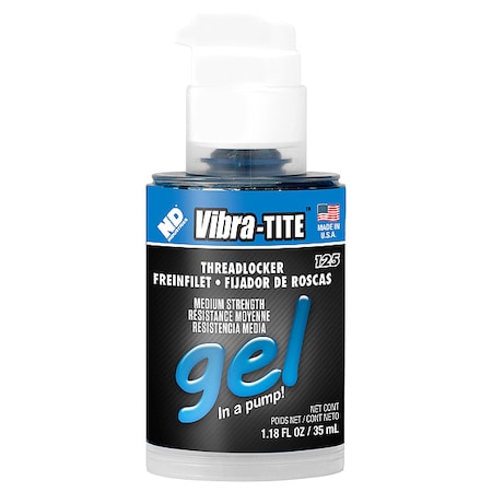 Vibra-Tite Threadlocker, VIBRA-TITE 125, Blue, Medium Strength, Gel, 35 mL Bottle 12535