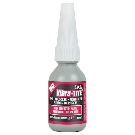 Vibra-Tite Threadlocker, VIBRA-TITE 131, Red, High Strength, Liquid, 10 mL Bottle 13110