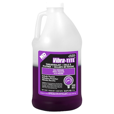 Vibra-Tite Pipe Thread Sealant, 440, Purple, Liquid, 1 L Bottle 44000