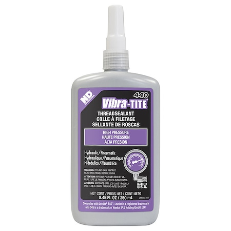 Vibra-Tite Pipe Thread Sealant, 440, Purple, Liquid, 8.5 fl oz, Bottle 44025