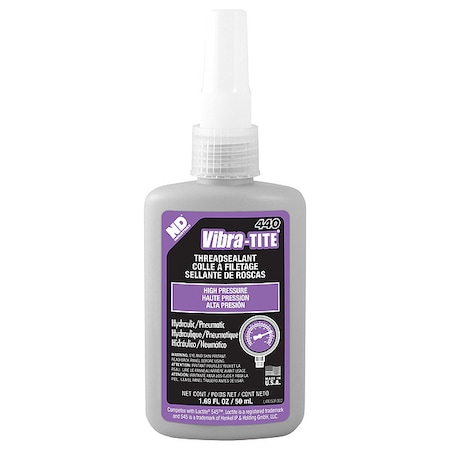Vibra-Tite Pipe Thread Sealant, 440, Purple, Liquid, 1.7 fl oz, Bottle 44050