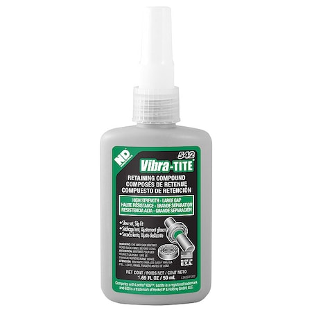 Vibra-Tite Retaining Compound, 542 Series, Green, Liquid, 50ml, Bottle 54250
