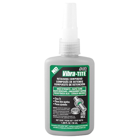 Vibra-Tite Retaining Compound, 548 Series, Green, Liquid, High Strength, 50 mL Bottle 54850