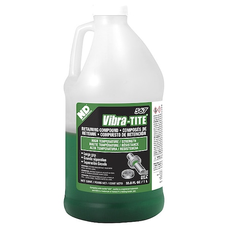 Vibra-Tite Retaining Compound, 567 Series, Green, Liquid, 1L, Jug 56700