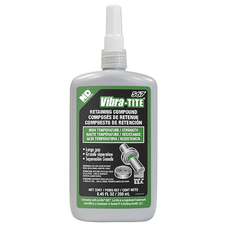 Vibra-Tite Retaining Compound, 567 Series, Green, Liquid, 250mL, Bottle 56725