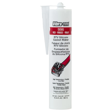 Vibra-Tite Silicone Gasket Sealant, 300 mL, Red, Temp Range -75 to 650 Degrees F 99630
