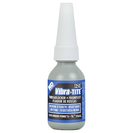 Vibra-Tite Threadlocker, VIBRA-TITE 121, Blue, Medium Strength, Liquid, 10 mL Bottle 12110