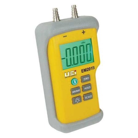 Uei Test Instruments NIST Certified Hi-Resolution Differential Manometer w/ Backlit LCD, Digital, 9V, 2.16 psi EM201B-N
