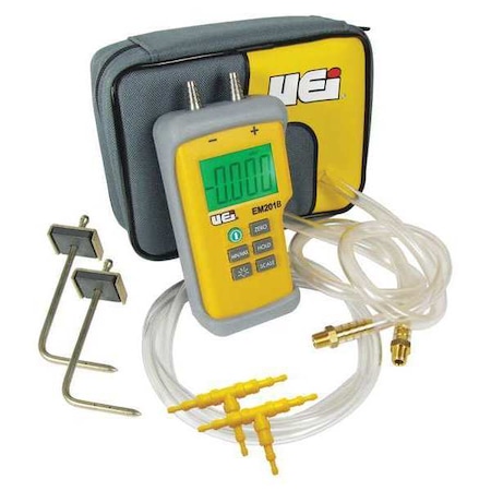Uei Test Instruments NIST Certified Static Pressure Test Kit, Digital, 9V EM201SPKIT-N