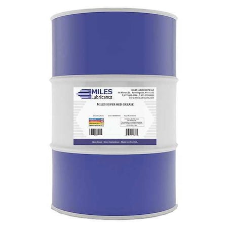Miles Lubricants Multipurpose Grease, 55 gal, Drum, Mineral Base, 500 Degrees F Max Op Temp, Red M00800301