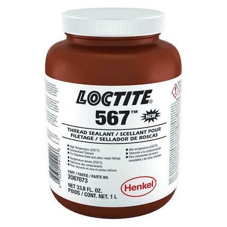Loctite Pipe Thread Sealant, 1L, Bottle, Low Strength, Off-White, Loctite 567 2087073