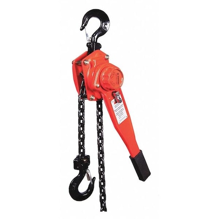 Dayton Lever Chain Hoist, 3,000 lb Load Capacity, 15 ft Hoist Lift, 1 7/64 in Hook Opening 49CX79
