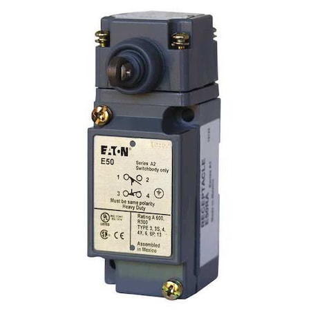Eaton Heavy Duty Limit Switch, Plunger, Roller, 2NC/2NO, 10A at 600V AC, Actuator Location: Side E50BS36P