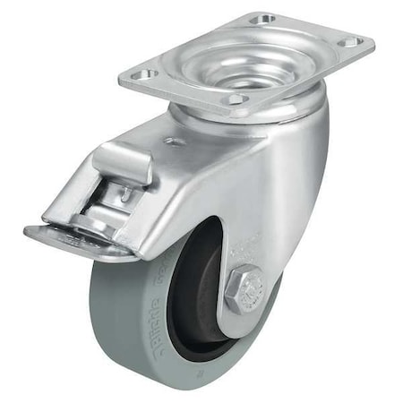 Zoro Select Swivel Plate Caster, Rubber, 3-1/2 in., 350 lb., C L-POEV 89KF-12-FI-SG