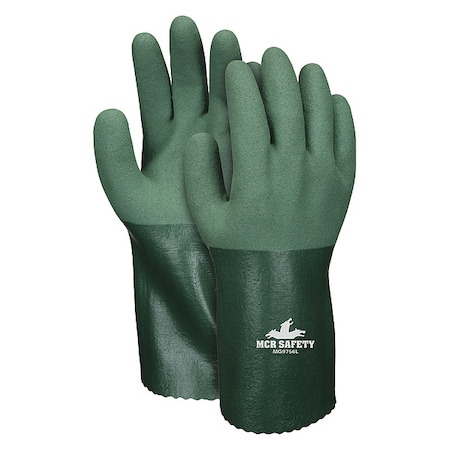 Mcr Safety MG9756 Chemical Resistant Gloves, Nitrile, 12 in L, 15 mil, Green, M, 12 PK MG9756M
