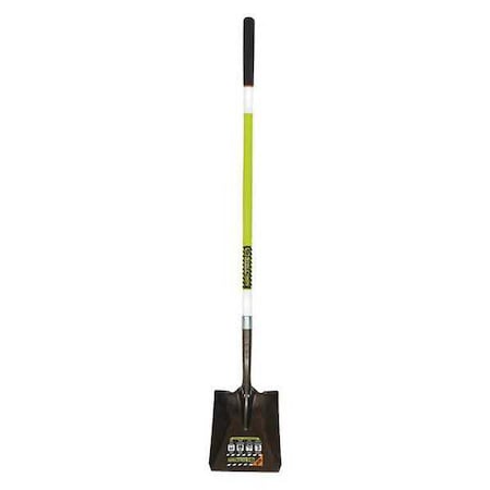 Seymour Midwest Square Point Shovel, 14 ga #2 Blade, Steel Blade, Forward Turn Step, 48 in L Safety Green 49751GRA