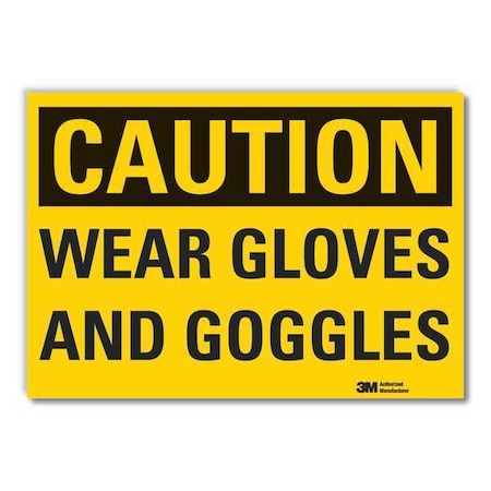 Lyle Eye & Hand  Caution Reflective Label, 10 in Height, 14 in Width, Reflective Sheeting, English LCU3-0287-RD_14x10