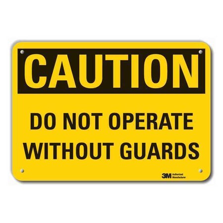 Lyle Reflective  Machine Guards Caution Sign, 10 in Height, 14 in Width, Aluminum, Horizontal Rectangle LCU3-0322-RA_14x10